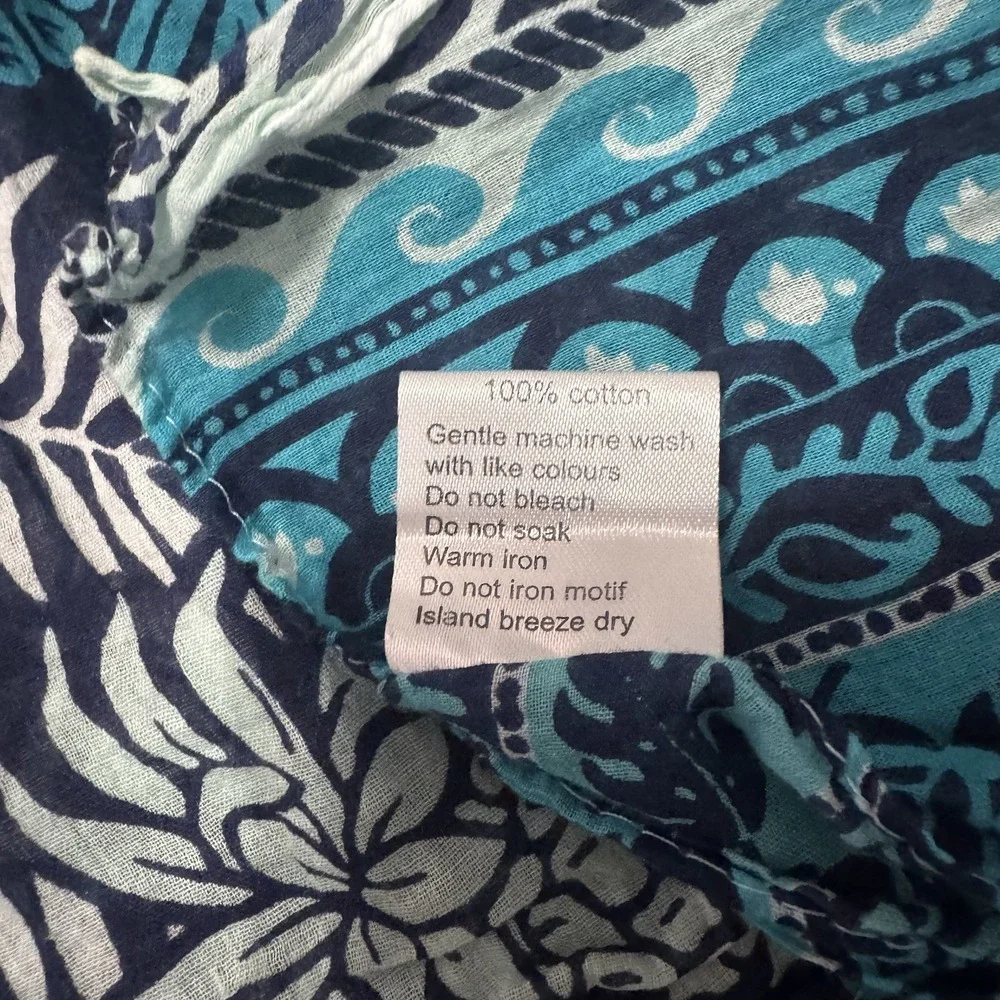 Caribbean Blue Pineapple Tropical Sarong Wrap Cover Up Scarf 100% Cotton